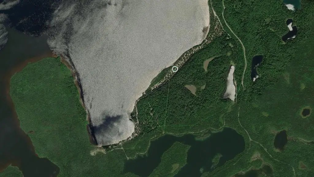 Aerial view of Ivanhoe Lake - Le Rivage Campground and surroundings