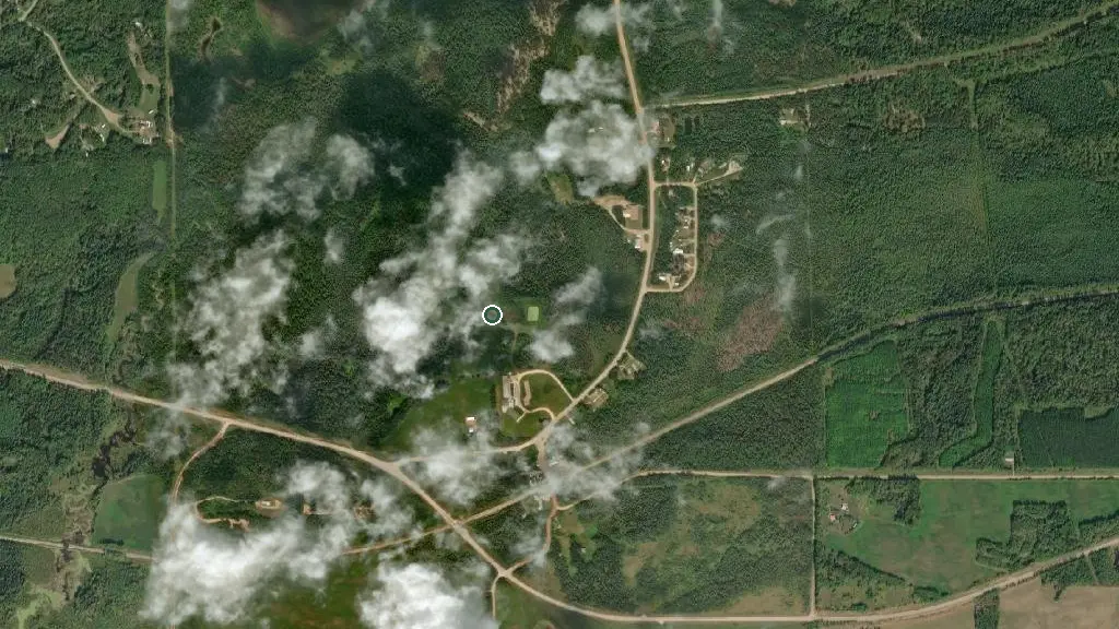 Aerial view of North Buck Lake Provincial Recreation Area and surroundings