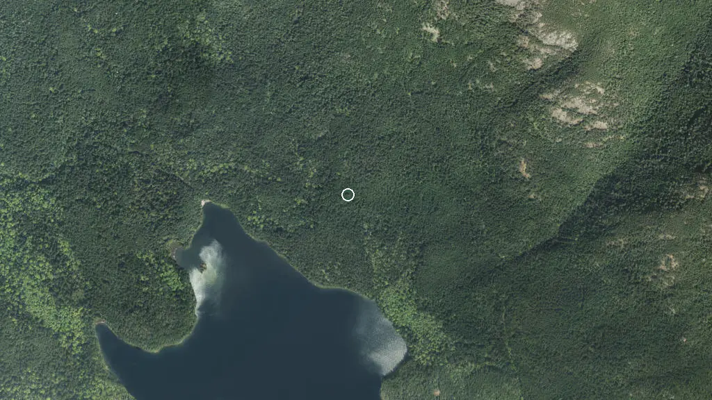 Aerial view of Inland Lake Provincial Park and surroundings