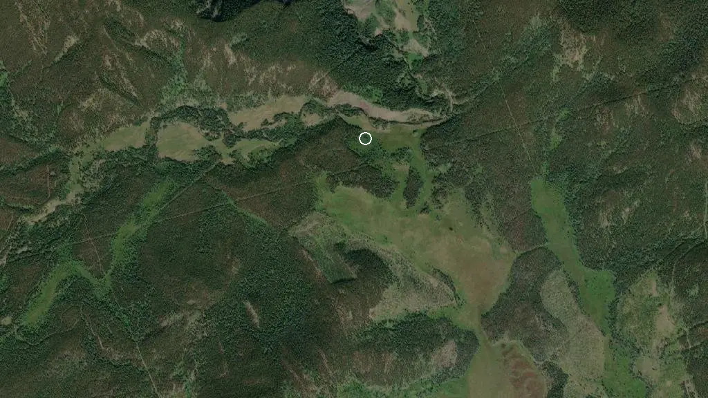 Aerial view of Wolf Creek Provincial Recreation Area and surroundings