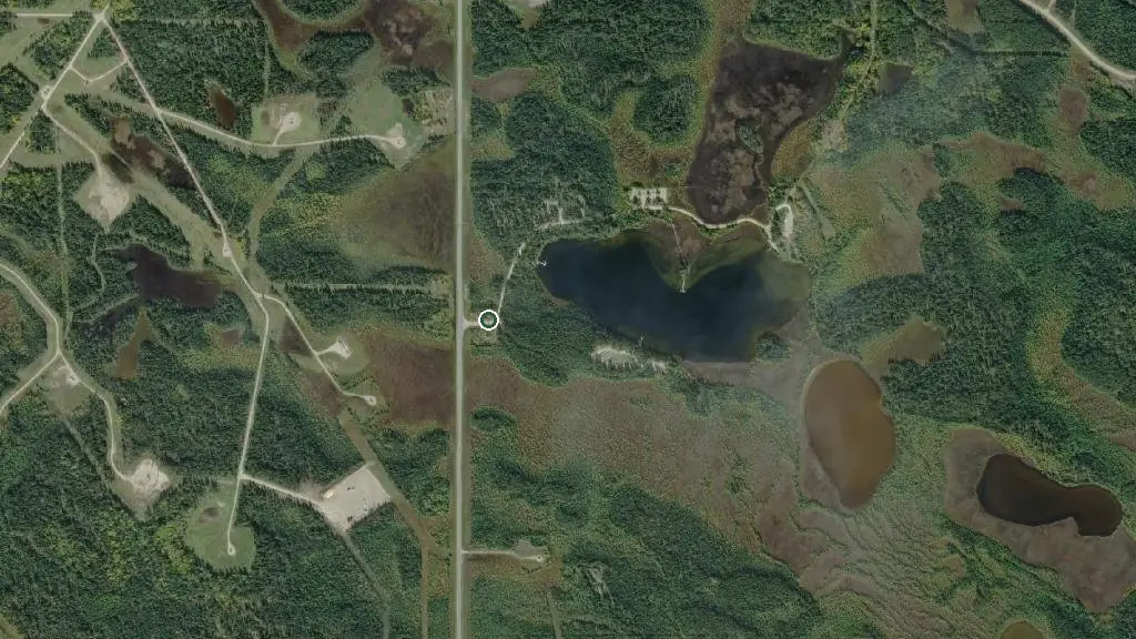 Aerial view of Twin Lakes Campground and surroundings