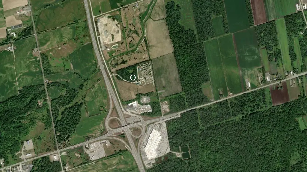 Aerial view of opgeheven campground and surroundings