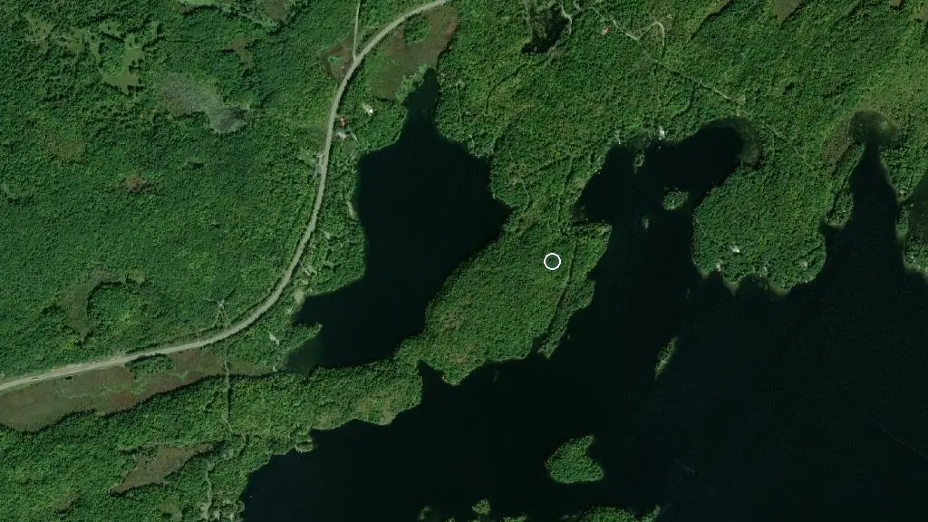 Aerial view of Sharbot Lake Provincial Park and surroundings