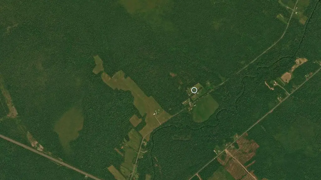 Aerial view of Miramichi Treehouse & Camping Adventures and surroundings