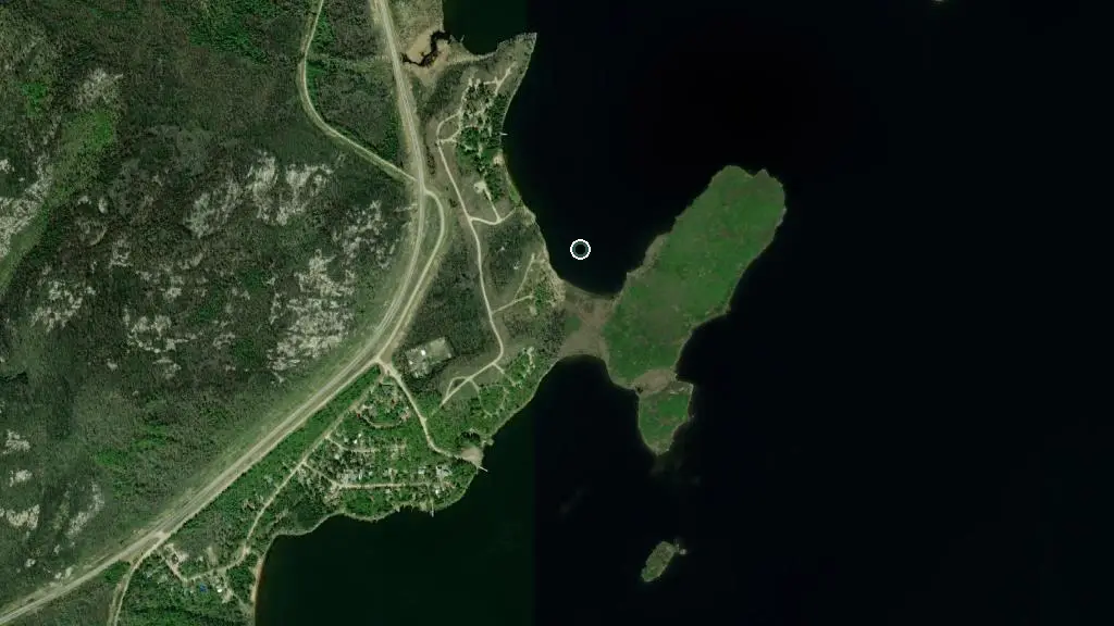 Aerial view of Lac La Ronge - Wadin Bay Campground and surroundings