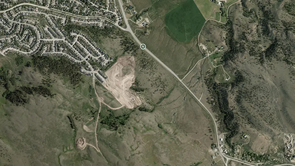 Aerial view of Knutsford/Kamloops RV Campground and surroundings