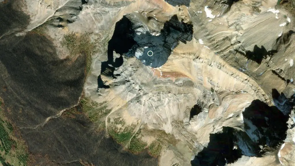 Aerial view of Mount Assiniboine Provincial Park and surroundings