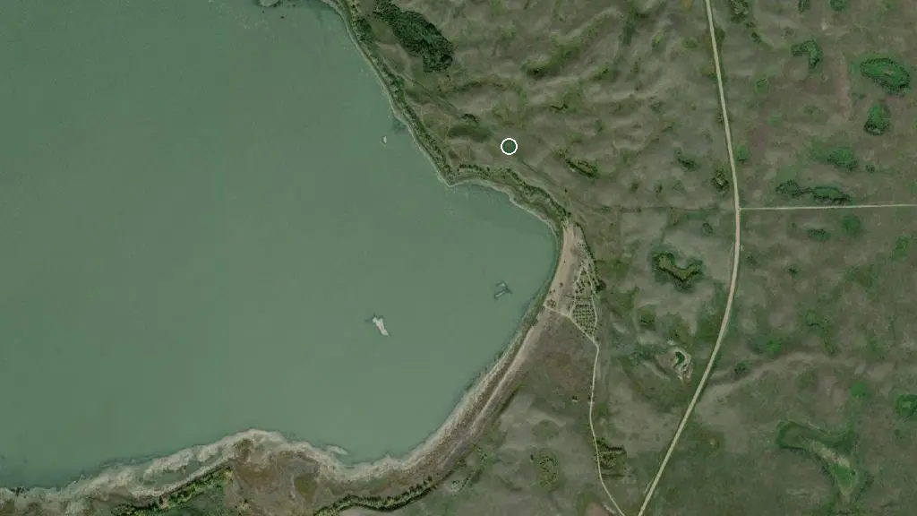 Aerial view of Little Fish Lake Provincial Park and surroundings