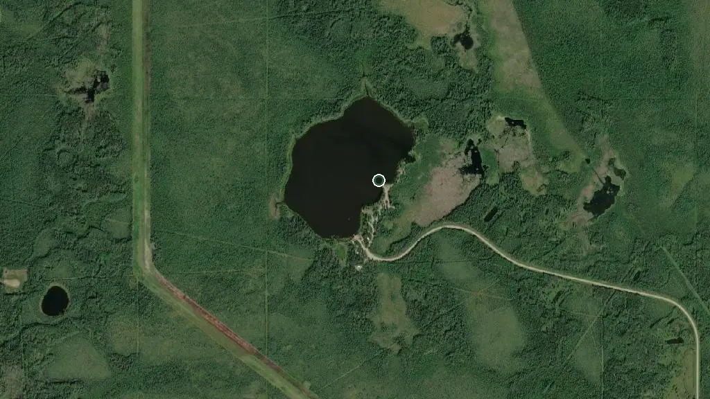Aerial view of Ole's Lake Provincial Recreation Area and surroundings