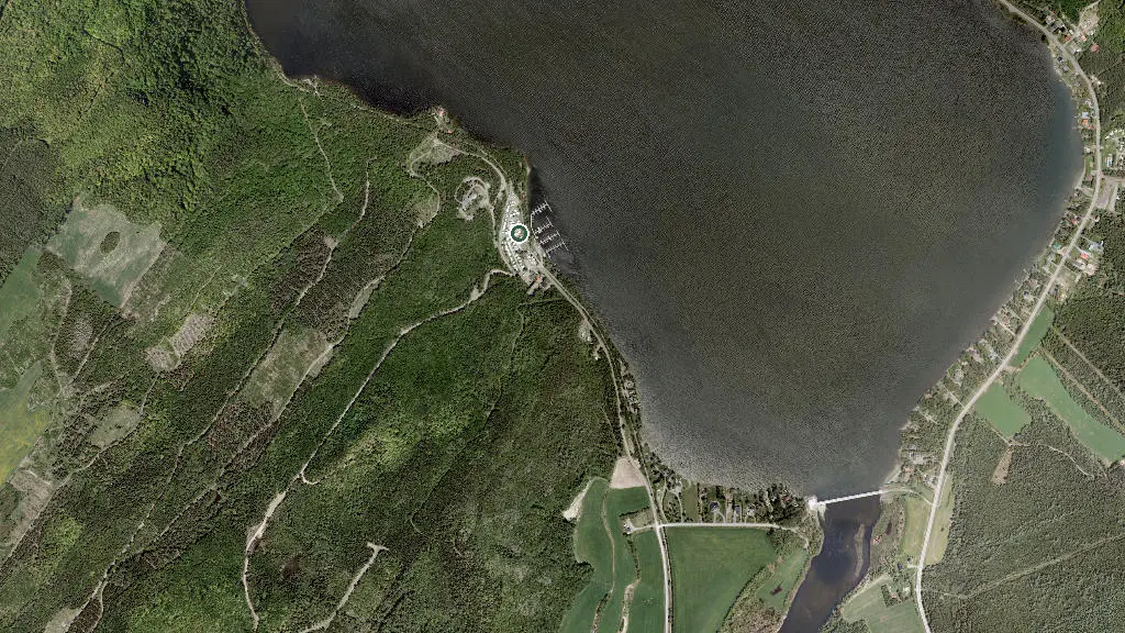 Aerial view of Camping de la Marina de Dégelis and surroundings