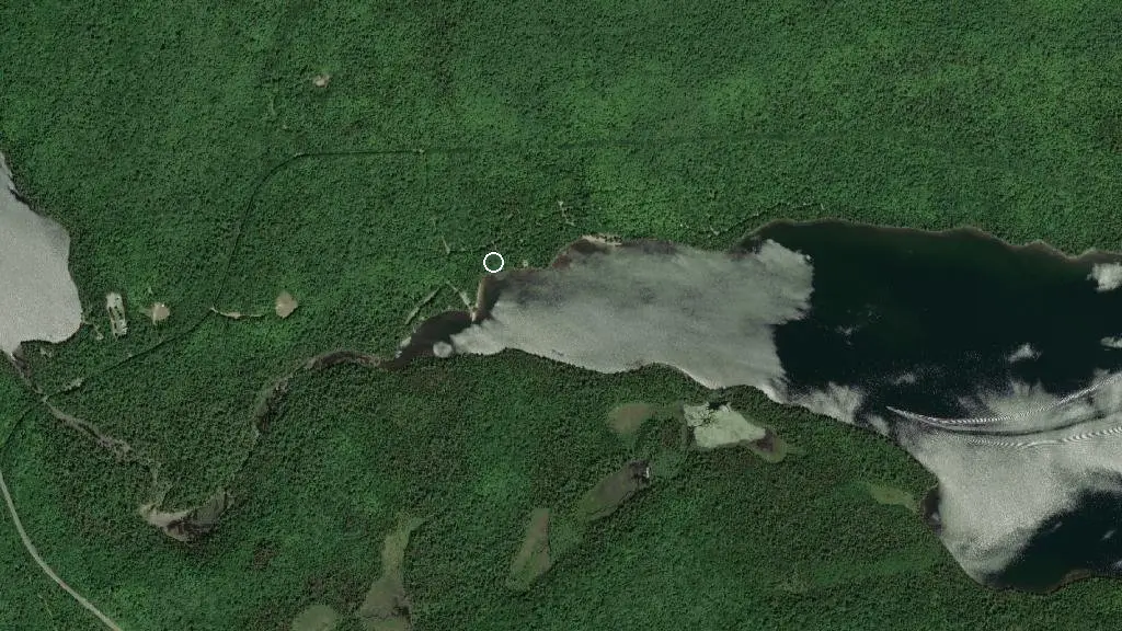 Aerial view of Mississagi Provincial Park Campground and surroundings