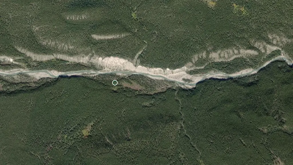 Aerial view of Campsite on Cline river and surroundings