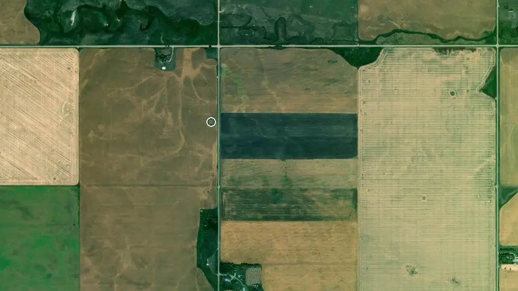 Aerial view of Trochu and surroundings