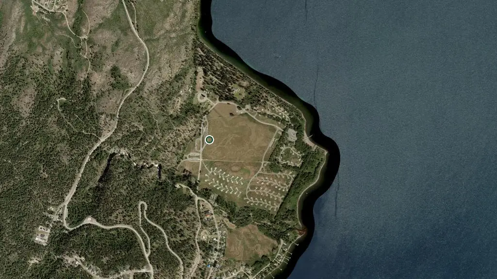 Aerial view of Fintry Provincial Park and surroundings