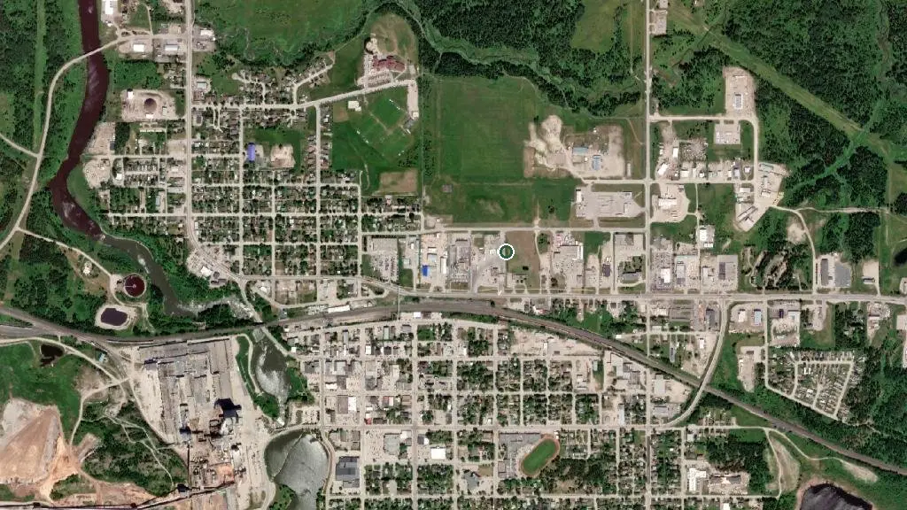Aerial view of Northwestern Tent & Trailer Park and surroundings