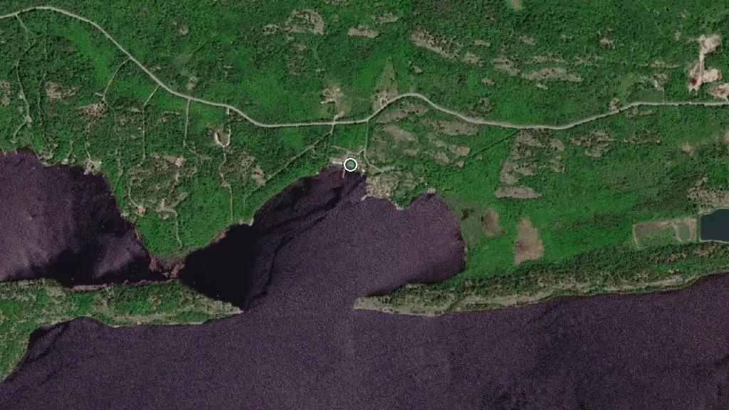Aerial view of Brennan Harbour RV Park and surroundings