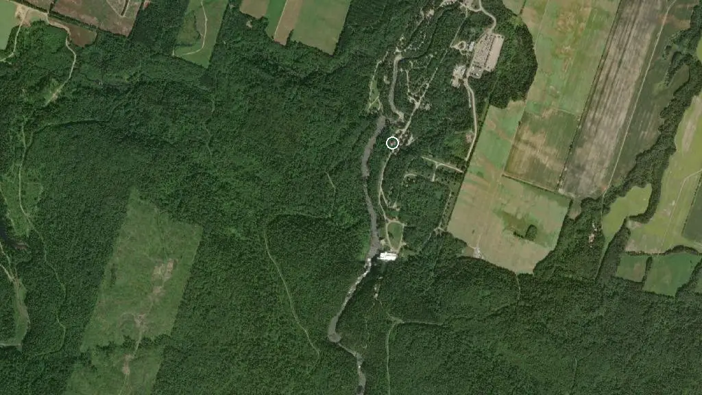 Aerial view of Camping du Village Historique de Val-Jalbert and surroundings