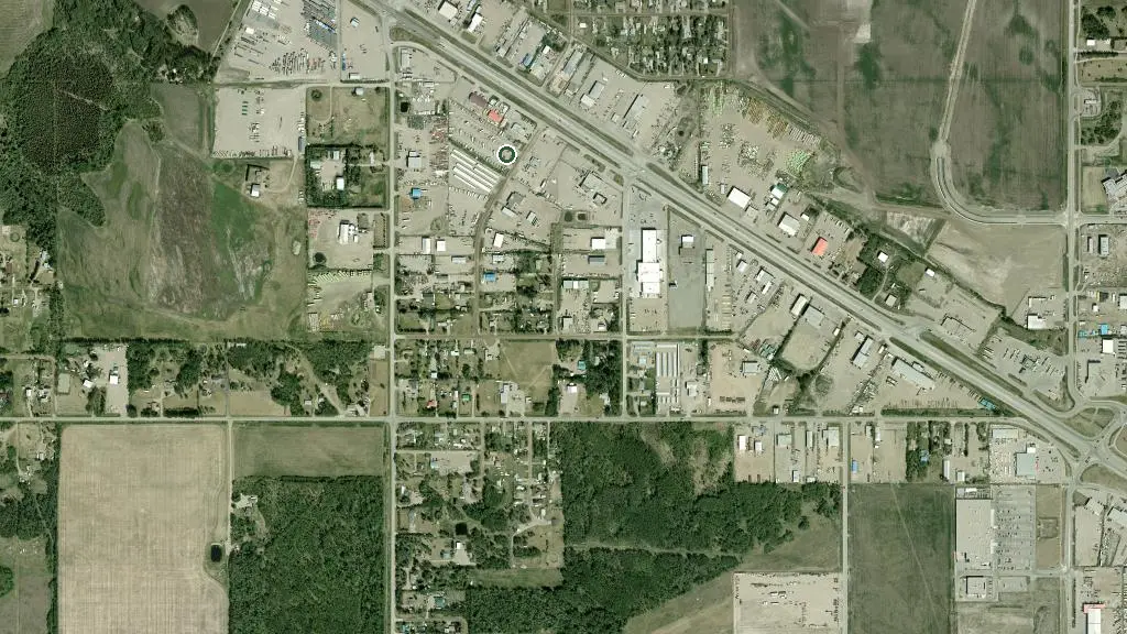 Aerial view of Roscos RV Park and surroundings