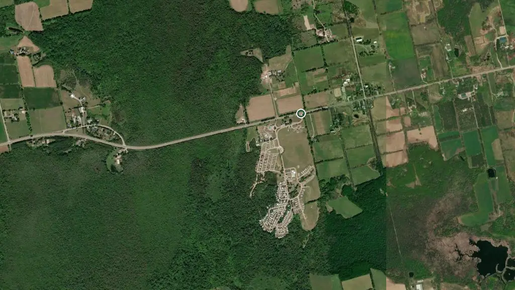 Aerial view of Flamboro Valley Camping Resort and surroundings