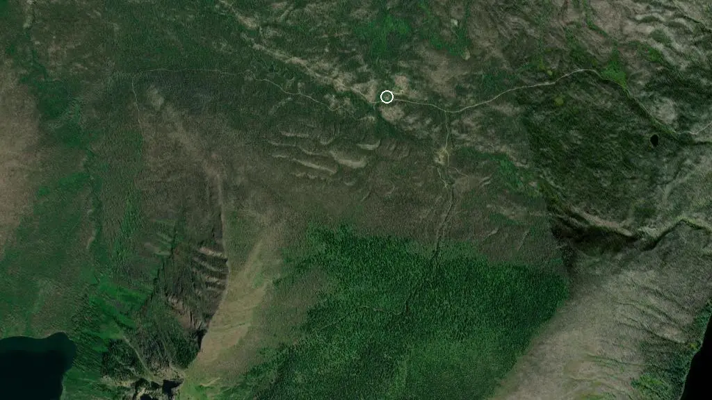 Aerial view of Akamina-Kishinena Backcountry Campground and surroundings