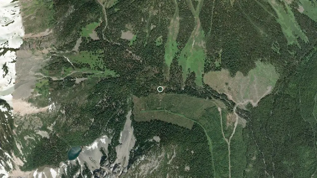 Aerial view of Cayoosh Cabin and surroundings