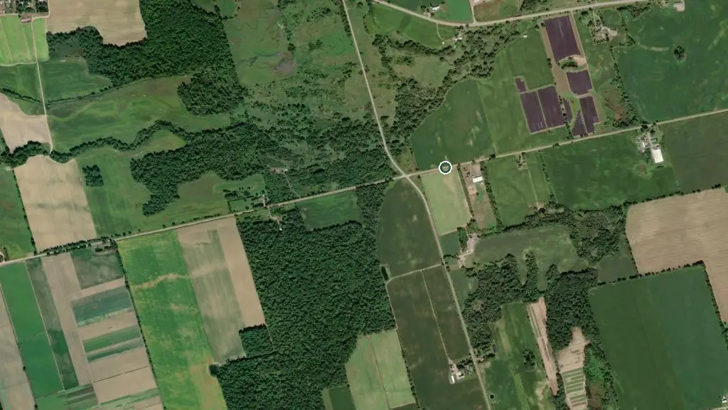 Aerial view of Little Austria Trailer Park and surroundings
