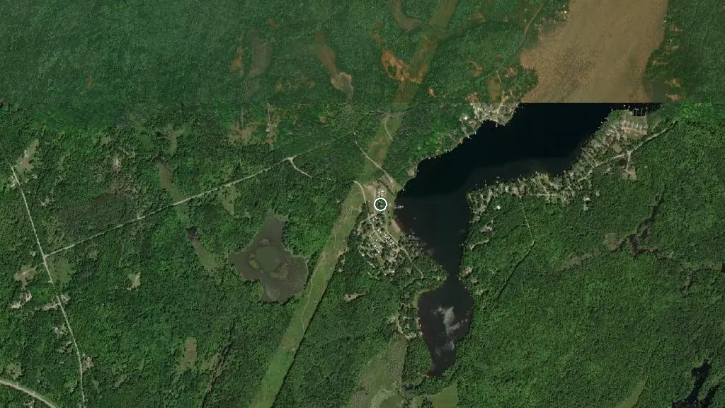 Aerial view of South Lake Trailer Park and surroundings