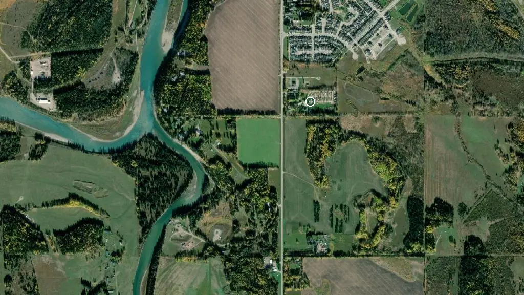 Aerial view of New Old Town Cottages & RV Park and surroundings
