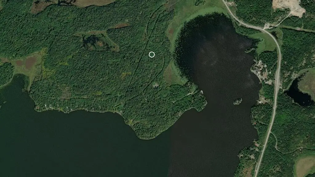 Aerial view of Caliper Lake Provincial Park and surroundings