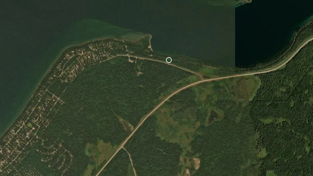 Aerial view of Wasagaming Campground and surroundings