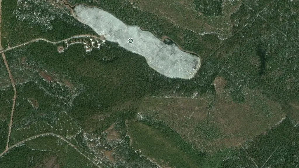 Aerial view of Fairfax Lake Provincial Recreation Area and surroundings