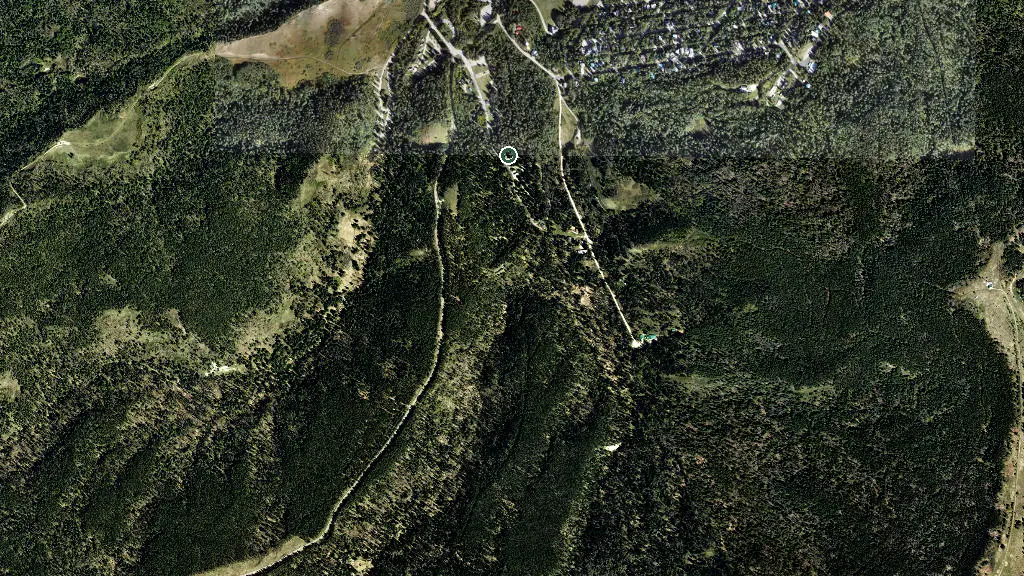 Aerial view of Elkwater Campground, Cypress Hills Provincial Park and surroundings