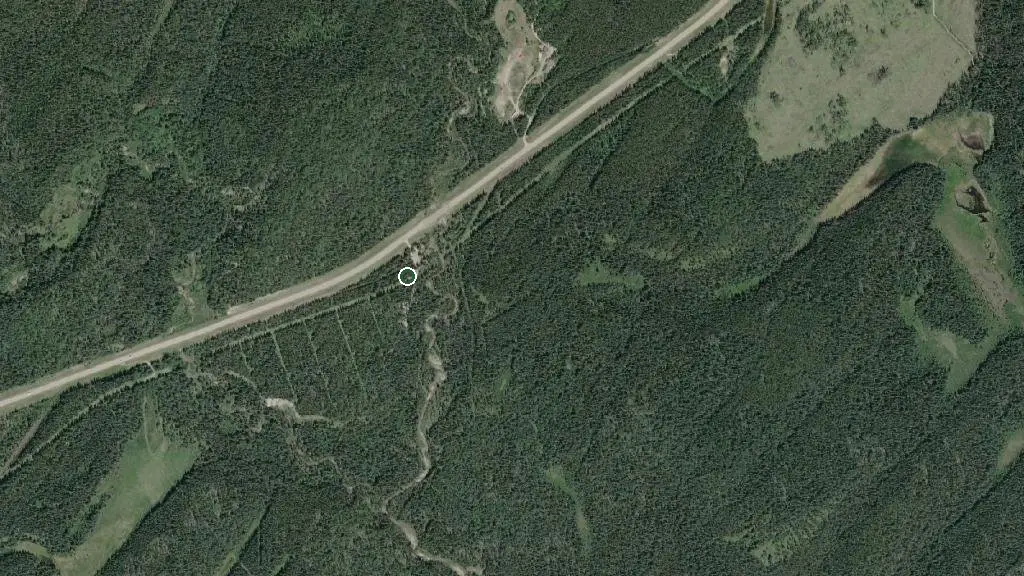 Aerial view of Dry Haven Provincial Recreation Area and surroundings