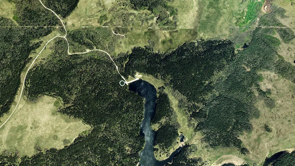 Aerial view of Spruce Coulee Campground and surroundings
