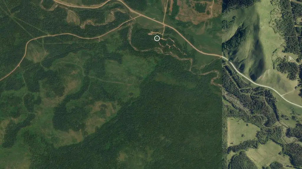 Aerial view of North Fork Provincial Recreation Area and surroundings