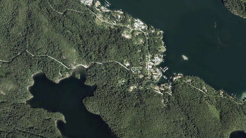 Aerial view of Strongwater Cabins and Campground and surroundings