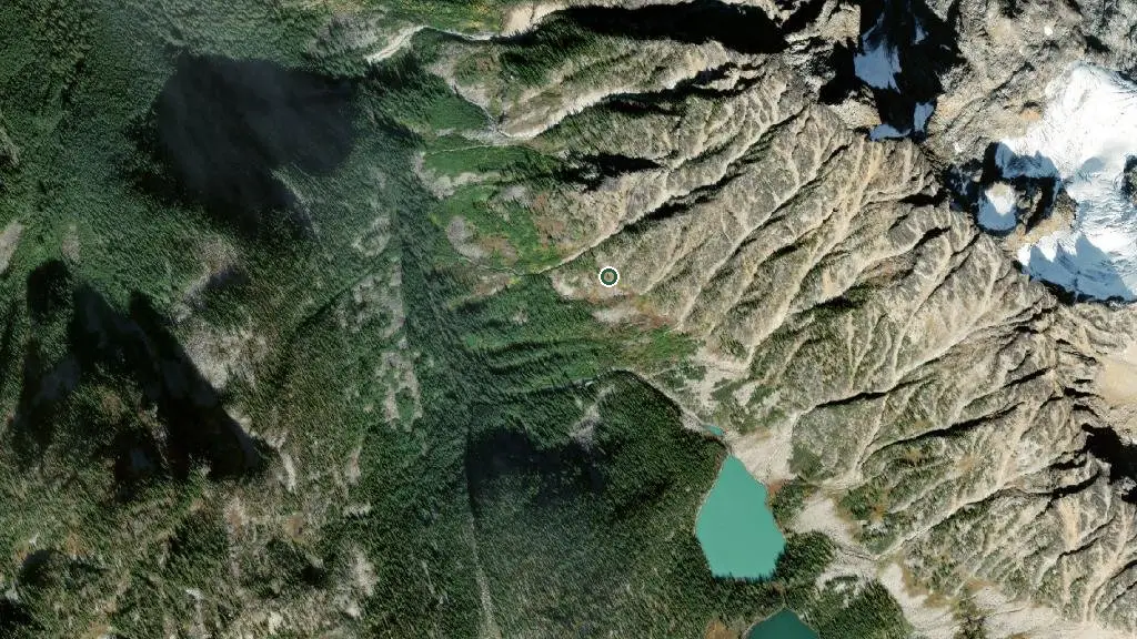 Aerial view of Kokanee Glacier Provincial Park and surroundings