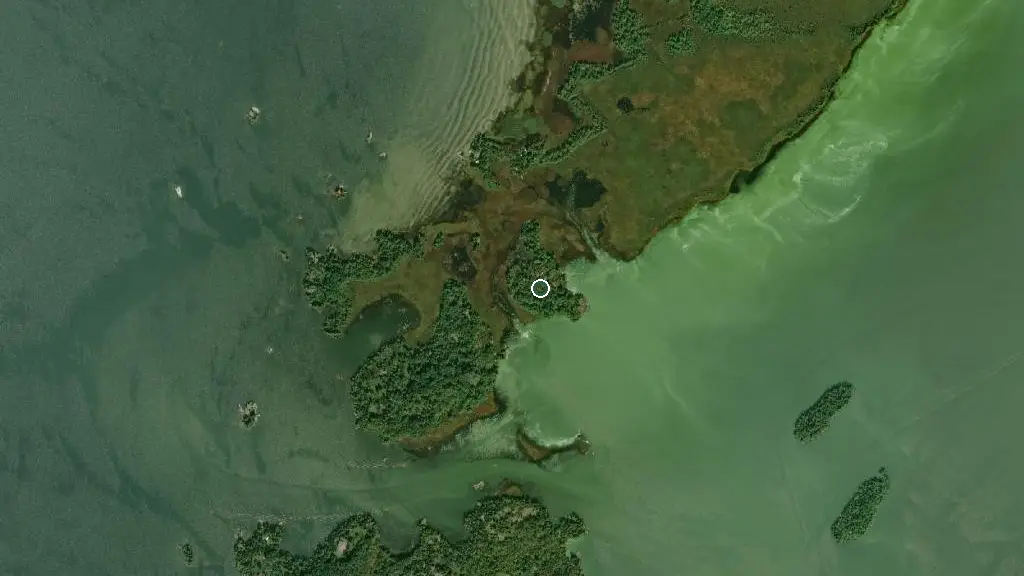 Aerial view of Nepenthe Island and surroundings