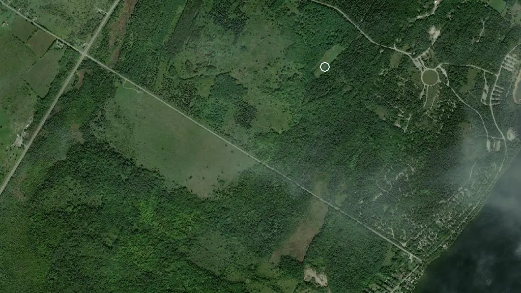 Aerial view of Balsam Lake Provincial Park and surroundings