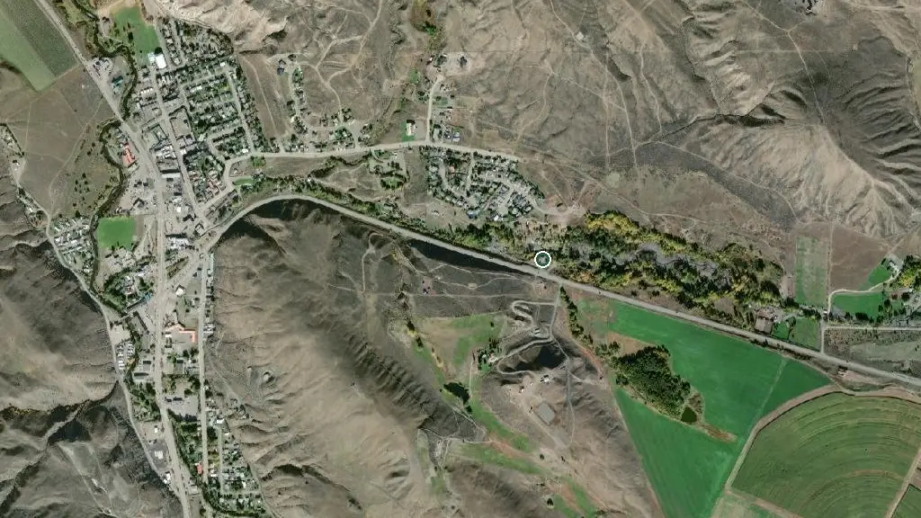 Aerial view of Cache Creek Campground & RV Park and surroundings