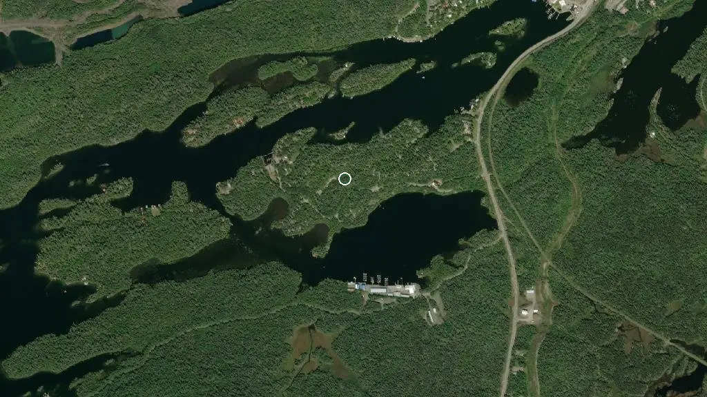 Aerial view of Finlayson Point Provincial Park and surroundings