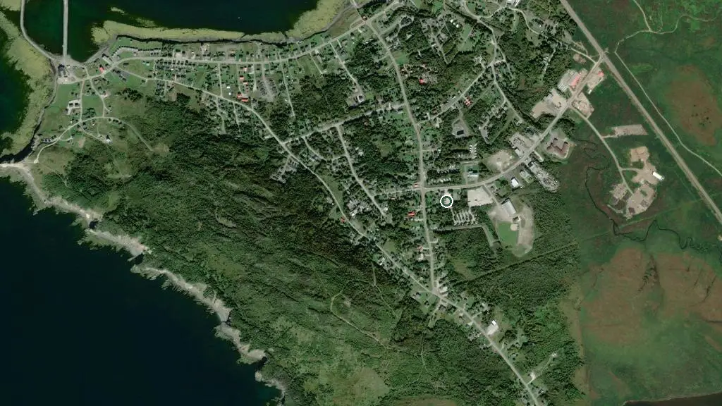 Aerial view of Gros Morne RV Campground and surroundings