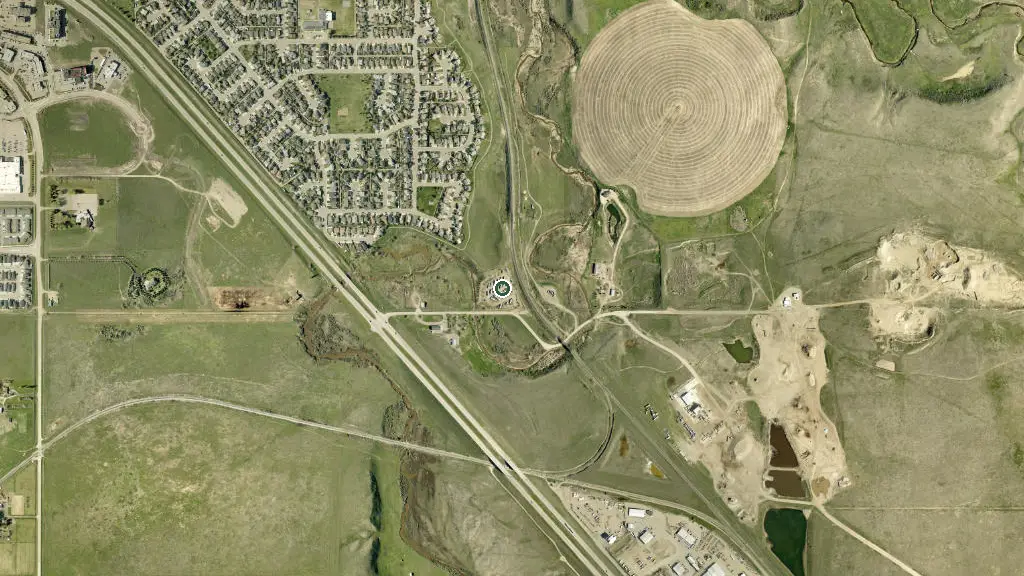 Aerial view of Ross Creek RV Park and surroundings