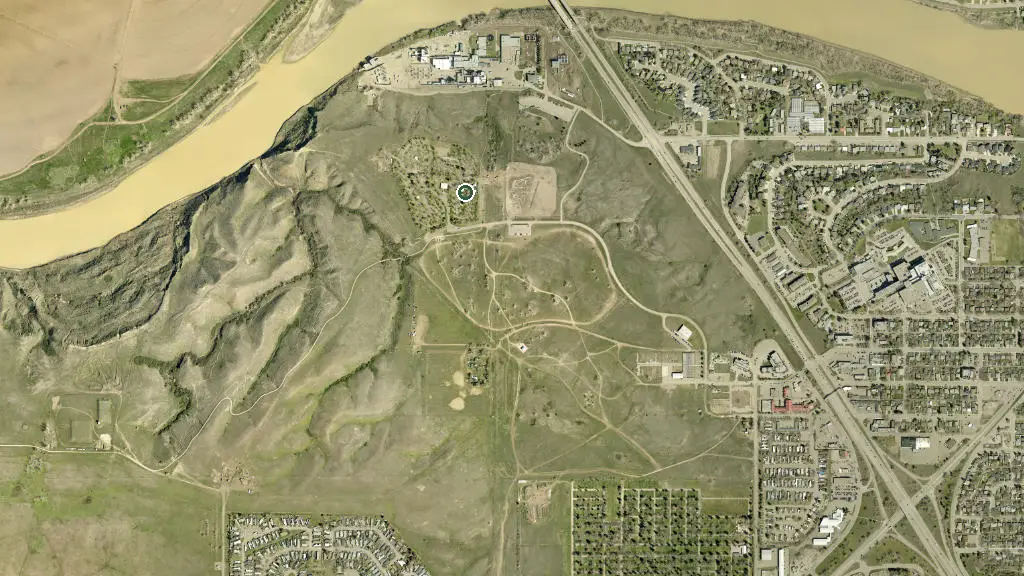 Aerial view of Gas City Campground and surroundings