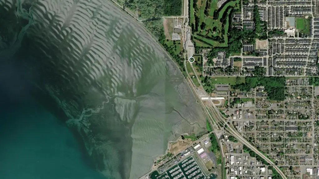 Aerial view of Peace Arch Provincial Park and surroundings
