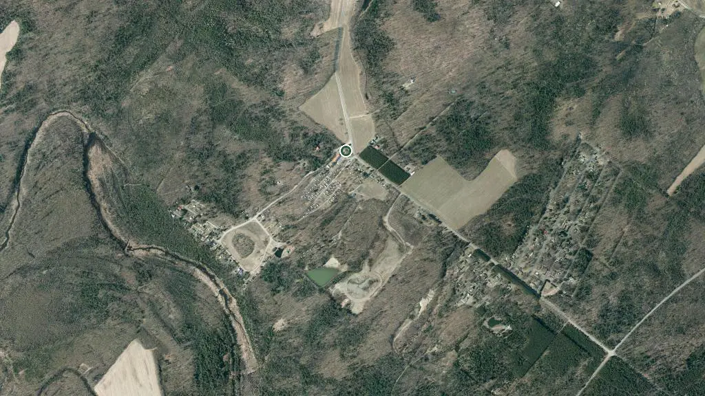 Aerial view of Camping Lac aux Bouleaux and surroundings
