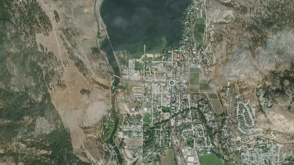 Aerial view of Sun & Sand RV Park and surroundings