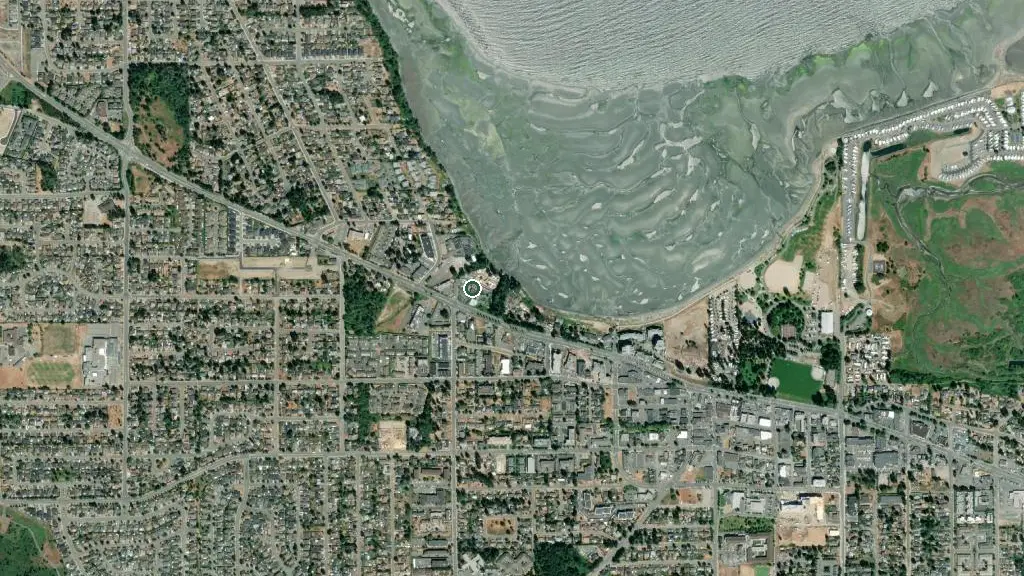 Aerial view of Paradise RV Park and surroundings
