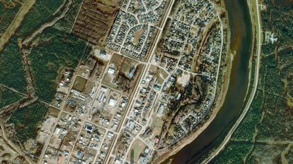 Aerial view of Paradise Gardens Campground and surroundings