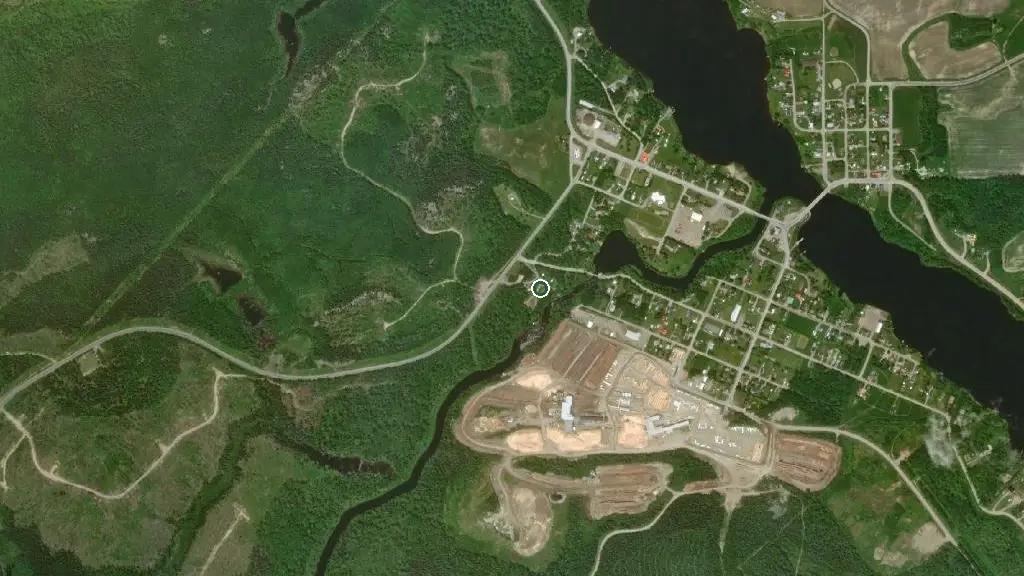 Aerial view of Elk Lake Tent And Trailer Park and surroundings